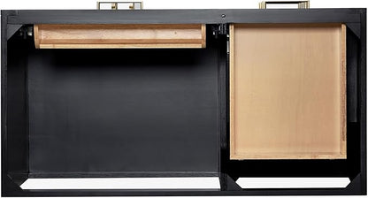 ARIEL Hepburn 42-inch Bathroom Vanity Base Cabinet,Solid Wood, 2 Soft Closing Doors, 5 Dovetail Drawers, Black Oak