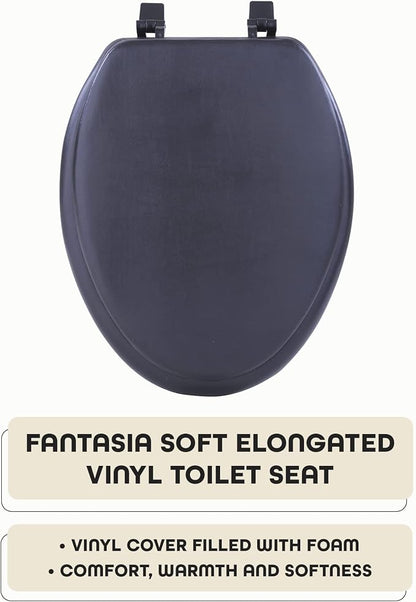 Soft Elongated Vinyl Toilet Seat, Black, 19 in | Toilet-Seat Construction: Contoured Seat Profile and Durable Finish Create a Polished Fixture Update.