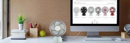 Good Housekeeping 5" All-Metal (92524) USB Desktop Laptop Nightstand Fan with Oscillation (Breezewave)