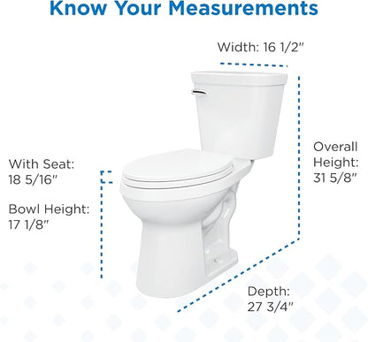 Gerber Viper Force Compact Elongated Two-Piece Toilet, Soft-Close, White | Strong flush, Space-saving design | Seat lifts off in seconds for easy cleaning | Tool-free install kit included