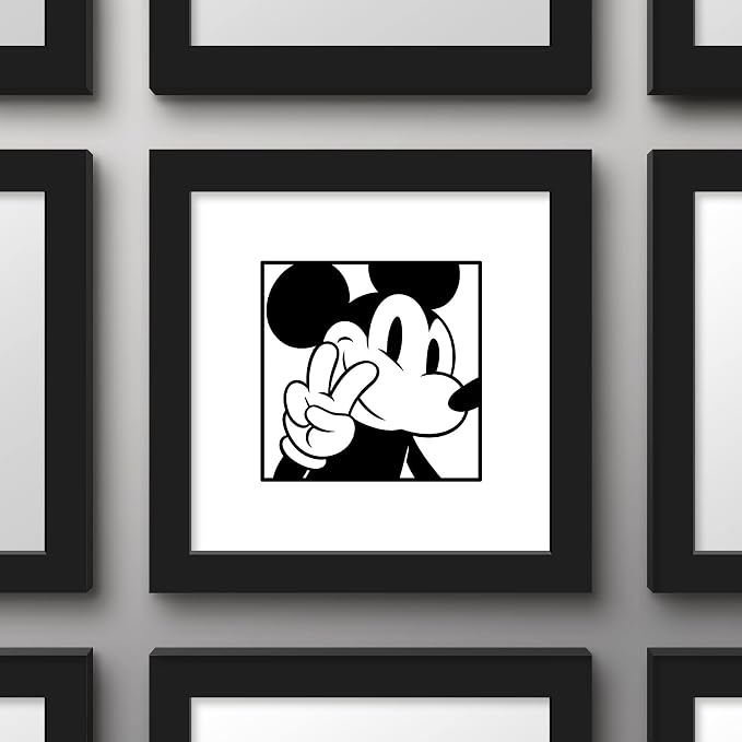 Trends International Gallery Pops Disney Mickey Mouse - Mickey Expressions - Peace Wall Art Wall Poster, 12" x 12", Black Framed Version