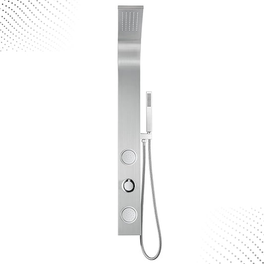 Blue Ocean 48" Stainless Steel SPS88213B Shower Panel Tower Column with Rainfall Shower Head and Handheld Shower (with hot/cold vavle) (Compact)