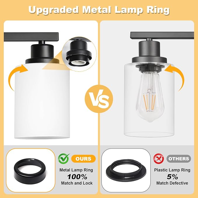 Unicozin 5-Light Bathroom Light Fixtures, Modern Black Vanity Light Over Mirror, Wall Sconces with Milky White Glass Shades for Living Room Bedroom Hallway E26 Base