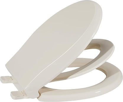 Toilet Seat, Round Toilet Seat with Toddler Seat Built in, Potty Training Toilet Seat Round Fits Both Adult and Child, with Slow Close and Magnets- Round Almond
