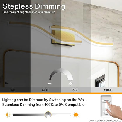 PRESDE 32 Inch LED Bathroom Vanity Light Bar, Modern Brushed Gold Wall Lighting Fixture Over Mirror Dimmable
