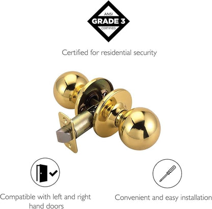 Design House 782912 Ball Passage Hall and Closet Door Knob, Polished Brass