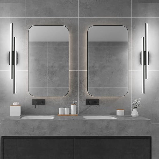 Ralbay 40" LED Black Vanity Light 40W Frosted Aluminum Modern LED Black Bathroom Vanity Light Fixtures Over Long Mirror LED Modern Bath Lighting 6000K White Light