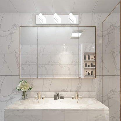 Ralbay Modern LED Bathroom Vanity Lights Chrome Stainless Steel Acrylic Bathroom Wall Lighting Fixtures Modern LED Vanity Lights Over Mirror(Natural White Light)