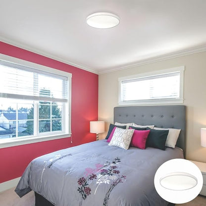 Juno 14 Inch Round LED Flush Mount Ceiling Light, Low Profile Modern Ceiling Light Fixture, Selectable 2700K/3000K/3500K/4000K/5000K Color Temperature, Dimmable, White (FMLR 14IN SWW5 90CRI WBT M4)