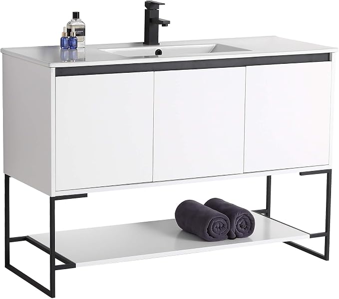 48 Inch Bathroom Vanity with Sink - Modern Knob Free Design, Elegant Space-Saving Solution for Your Bathroom - Durable, Bathroom Vanities for a Contemporary Look - Urbania Collection