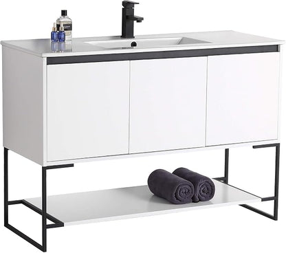 48 Inch Bathroom Vanity with Sink - Modern Knob Free Design, Elegant Space-Saving Solution for Your Bathroom - Durable, Bathroom Vanities for a Contemporary Look - Urbania Collection