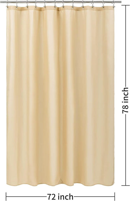 ALYVIA SPRING 72x78 Long Waterproof Fabric Shower Curtain or Liner Khaki | 3 Magnets, Soft Cloth & Hotel Quality, Machine Washable, Light-Weight, Long Size