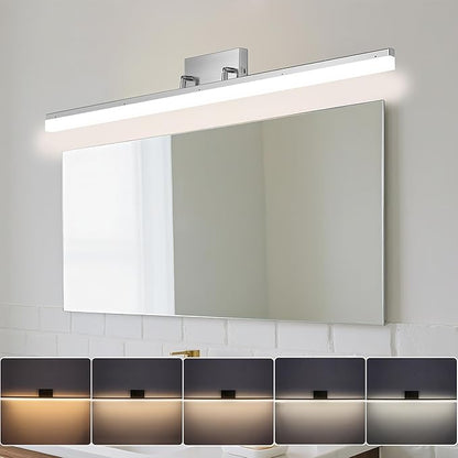 48in LED Vanity Light, Dimmable 46W 3000K-5000K 5CCT Modern Makeup Vanity Lighting Fixture, Brushed Nickel Adjustable Light Bar Over Mirror