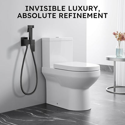 Arofa Warm Water Bidet Sprayer for Toilet with Hot and Cold Rough-in Valve, Hands-Free Handheld Jet Spray with Adjustable Water Flow, Black Square Toilet Sprayer with Bidet Hose for Feminine Wash