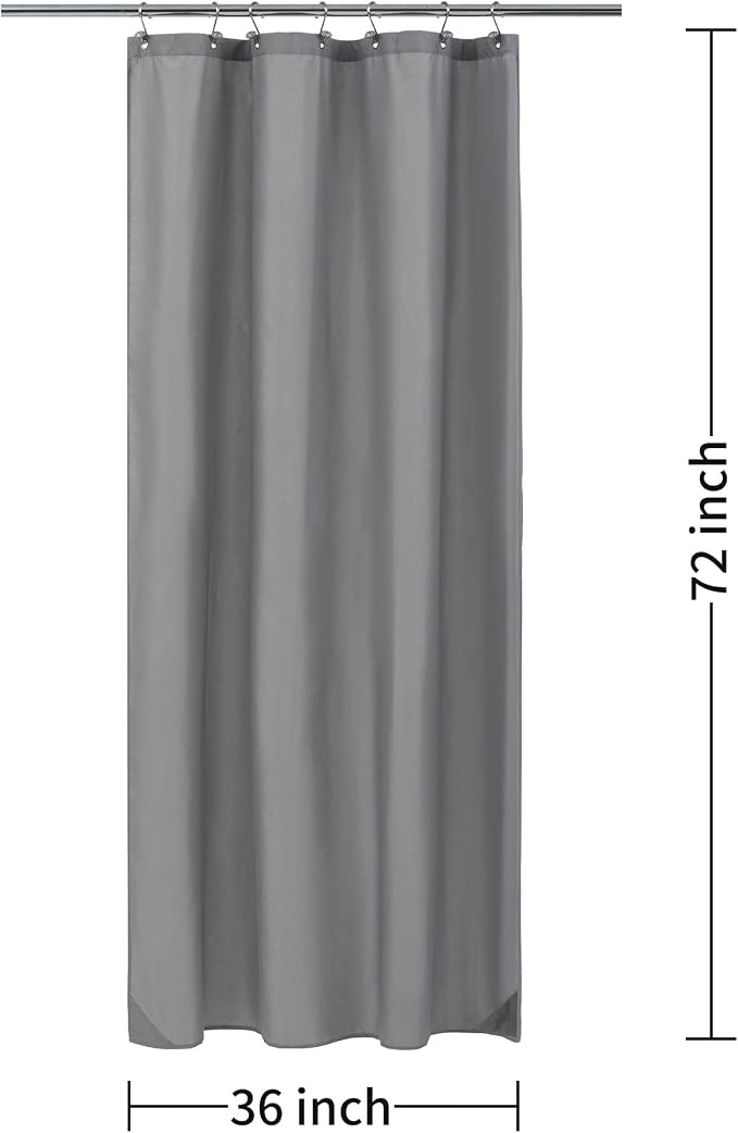 ALYVIA SPRING Stall Waterproof Fabric Shower Curtain or Liner Grey, 36x72 | 2 Magnets, Soft Cloth & Hotel Quality, Machine Washable, Light-Weight, Stall Size