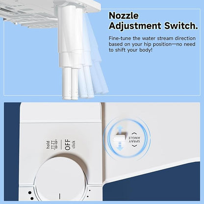 SAMODRA Bidet Attachment for Toilet, Non-Electric Fresh Cold Water Bidet Toilet with Angle Control Dual Nozzle, Adjustable Water Pressure & Self Cleaning Nozzle (1 Unit, WHIET)