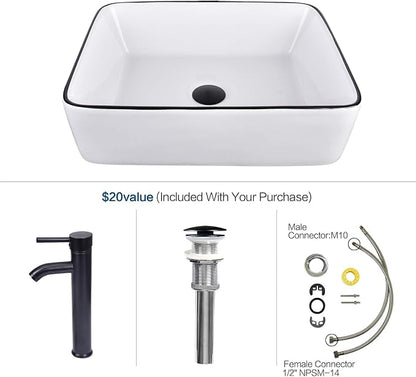 YOURLITE Bathroom Vanity, 36" Bathroom Vanity with Sink Combo Set, Rustic Farmhouse Modern Bathroom Cabinet with White Ceramic Vessel Sink