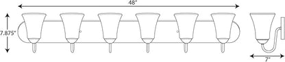 Progress Lighting Classic Collection 6-Light Etched Glass Traditional Bath Vanity Light, Indoor, P300238-031, Matte Black