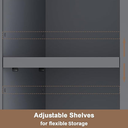ChooChoo Narrow Bathroom Storage Cabinet with Adjustable Shelves, Tall Storage Cabinet with 2 Doors and 1 Drawer, Freestanding Cupboard for Small Spaces, Grey