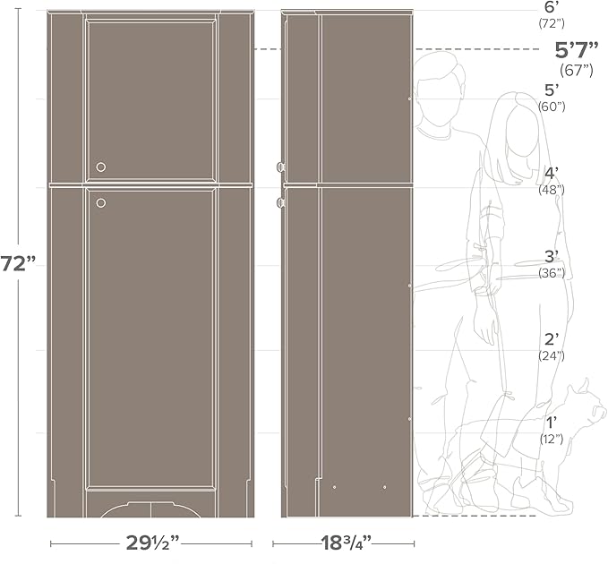 Prepac Elite 72" Tall Corner Cabinet Storage with 2 Doors, Wood Bathroom Storage with 3 Adjustable Shelves, Free Standing Corner Pantry Cabinet Suitable for Kitchen, Entryway, Bathroom, White