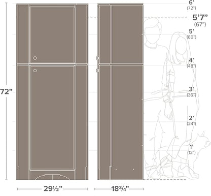 Prepac Elite 72" Tall Corner Cabinet Storage with 2 Doors, Wood Bathroom Storage with 3 Adjustable Shelves, Free Standing Corner Pantry Cabinet Suitable for Kitchen, Entryway, Bathroom, White