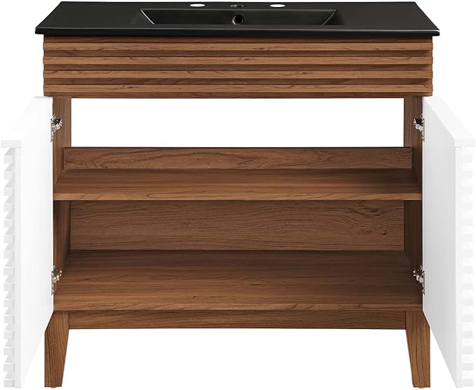 Modway Render 36" Bathroom Vanity in White Walnut Black