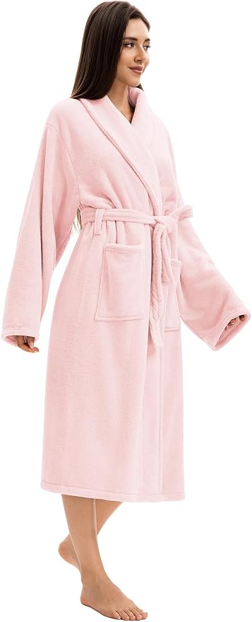 Soft Robe For Women，Warm Plush Bath Robes Female，Spa Towel After Shower Lightweight Long Bathrobe