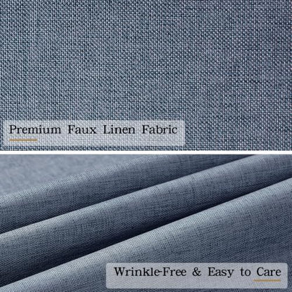 Furlinic Scalloped Shower Curtain No Hook Extra Wide 96x75 Linen Navy Blue