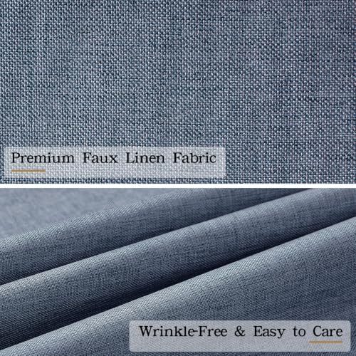 Furlinic Extra Long Scalloped Shower Curtain No Hook Fabric Navy Blue 72x96