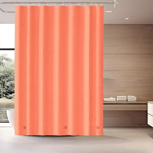 Orange Shower Curtain Liner, 4G PEVA Shower Liner, Plastic Peva Waterproof Shower Curtains, 72x72 inch with Grommet Holes 3 Magnetic Weights