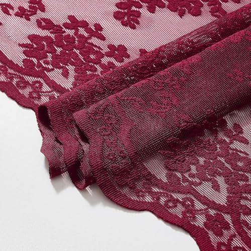 TUDECO Extra Long Dark Red Shower Curtain with Valance, 72W x 90L Inch