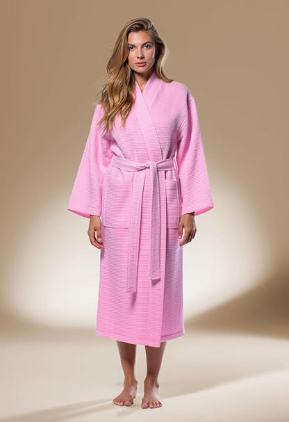 Turquaz Womens Lightweight Waffle Kimono Bathrobe for Men - Soft Quick-Dry Spa & Summer Towel Robe, Cotton Blend