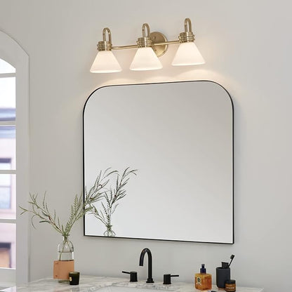Kichler Farum 26" 3-Light Vanity Light with Opal Glass in Champagne Bronze, for Single or Double Vanity, Over a Mirror, Powder Room, Bathroom, (26" W x 9.5" H) 55155CPZ