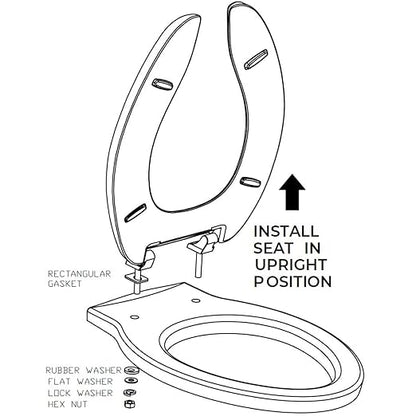 Centoco Elongated Toilet Seat, Open Front with Cover, Heavy Duty Commercial, Stainless Steel Self Sustaining Hinge, Plastic, Made in the USA, 820STSS-001, White
