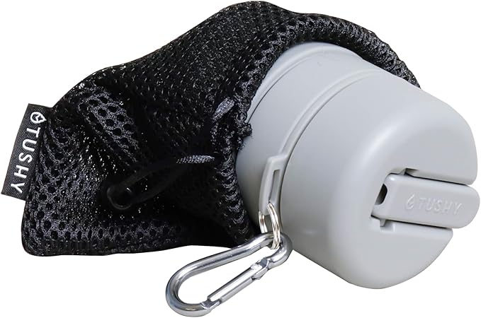 TUSHY Travel Bidet: Collapsible & Expandable for Discreet Portability, Refreshing Clean for Home, Camping, Outdoors & Travel (Helps Hemorrhoid Relief, Peri Bottle for Postpartum Care) (Pebble)