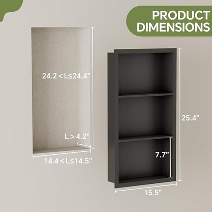 14x24 Medicine Cabinet Recessed Stainless Steel, 3-Tier, Medicine Cabinet Organizer,Stainless Steel Wall Niche, Bathroom Wall Cabinet, Recessed Bathroom Cabinet, Cabinet recessed Wall Cabinet