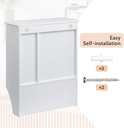 ALIMORDEN Medicine Cabinet, Bathroom Wall Cabinet with Towel Bar, Adjustable Shelves, Wall Mounted Bathroom Mirror, 19.68" D x 7.7" W x 24.2" H, White