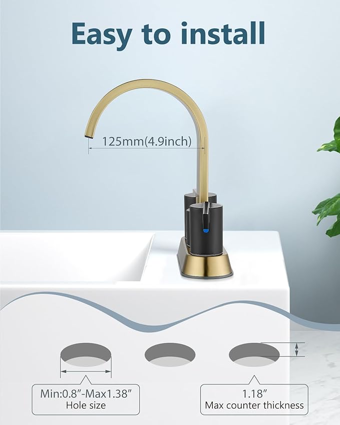 Aolemi Bathroom Faucets for Sink 3 Hole,4 Inch Centerset Waterfall Faucet 2 Handle for Bathroom Sink with Pop-Up Drain and Supply Lines Brushed Gold and Matte Black