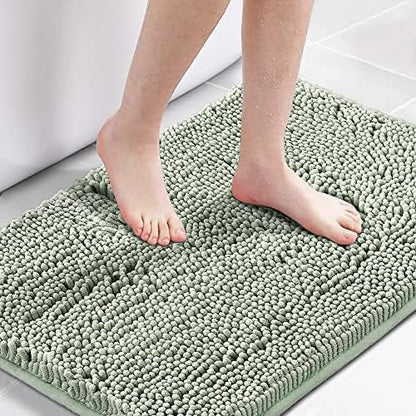 H.VERSAILTEX Bath Mat for Bathroom Non Slip Luxury Chenille Ultra Soft Bath Rugs 24x36 Absorbent Non Skid Shaggy Rugs Washable Dry Fast Plush Area Carpet Mats for Indoor, Bath Room, Tub - Sage