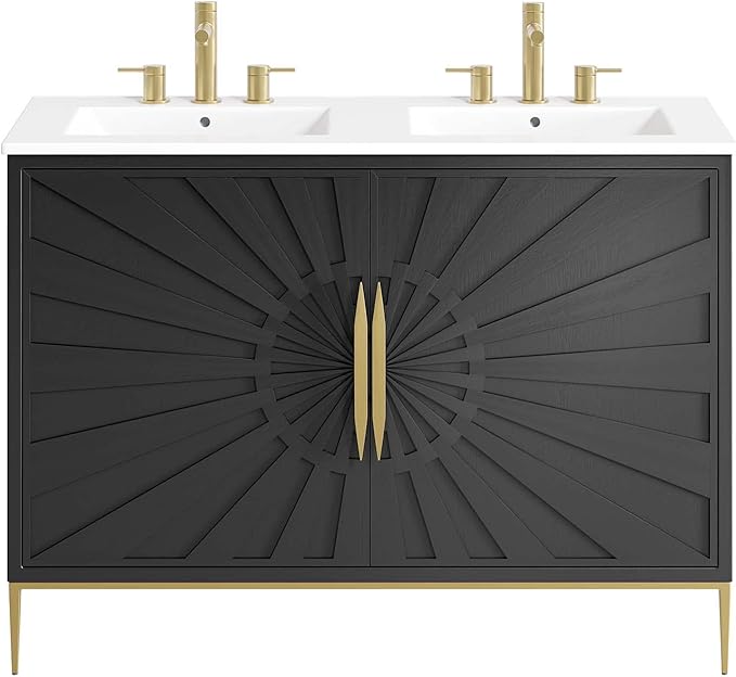 Modway Awaken Bathroom Vanity Cabinet, 48", White Black