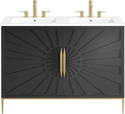 Modway Awaken Bathroom Vanity Cabinet, 48", White Black