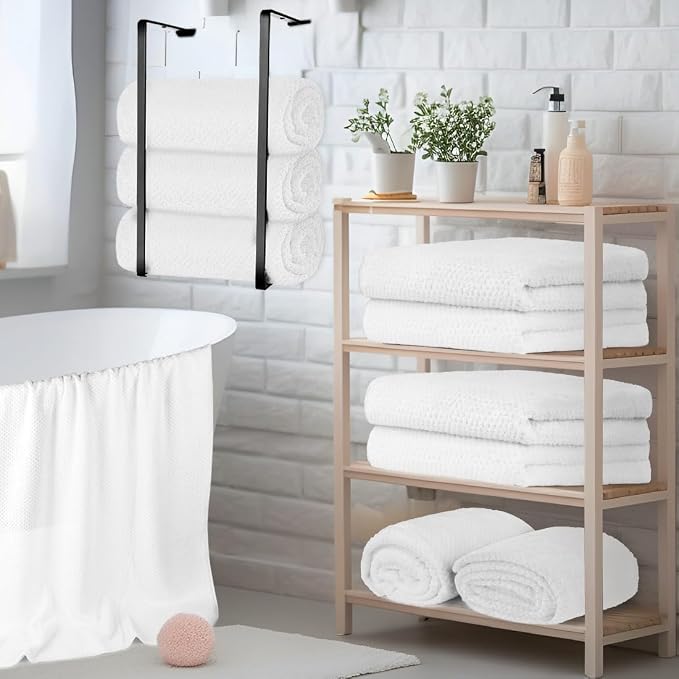 HOMEXCEL 6PK Bath Towel Set, 24x48 in, Absorbent&Quick Dry Towels for Hotel | Ultra Soft, Lightweight Towels for Bathroom, Spa and Beauty Parlor, White