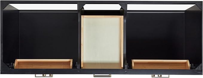 ARIEL Hepburn 60-inch Bathroom Vanity with Sink,Solid Wood, 1.5-inch Carbon Black Quartz Countertop, Double Rectangular Porcelain Sink, Soft Closing Doors, Dovetail Drawers, Black