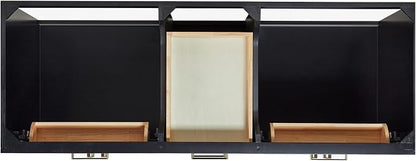 ARIEL Hepburn 60-inch Bathroom Vanity with Sink,Solid Wood, 1.5-inch Carbon Black Quartz Countertop, Double Rectangular Porcelain Sink, Soft Closing Doors, Dovetail Drawers, Black