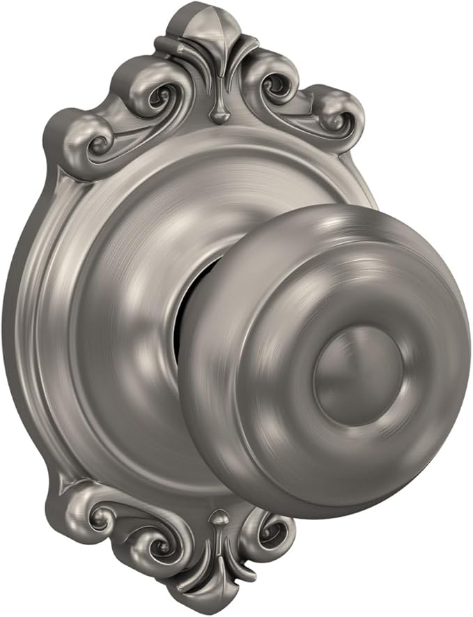 SCHLAGE F10 GEO 619 BRK Brookshire Collection Georgian Passage Knob, Satin Nickel