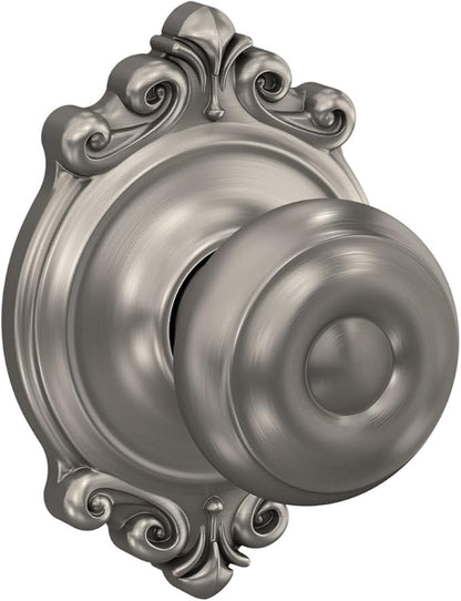 SCHLAGE F10 GEO 619 BRK Brookshire Collection Georgian Passage Knob, Satin Nickel
