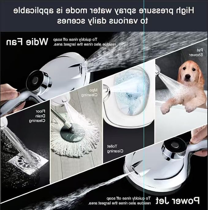 Filtered Magnetic Shower Head with Handheld Chrome | High Pressure 9Setting Handheld Shower Head,Magnetic Bracket,59 Inches Stainless Steel Shower Hose,Filter Element