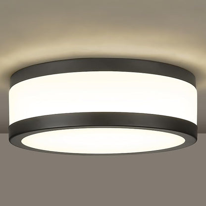 12 Inch Black LED Flush Mount Ceiling Light, Modern 18W Dimmable Semi Flush Mount Round Ceiling Light for Bedroom, Kitchen, Hallway, Bathroom, 5CCT, LMS-054CL-BKS