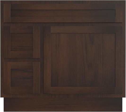 Vanity Art 36 Inch Single Shutter Door Bathroom Vanity Base Cabinet with 2 Functioning Shaker Drawers, Strudy Floor Mount Storage Cabinet Organizer for Bedroom, Living Room, Kitchen, VA4036-2LB
