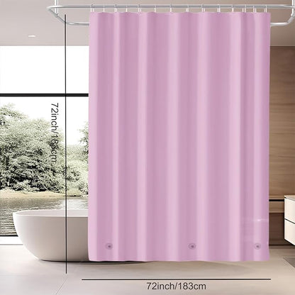 Pink Shower Curtain Liner, 4G PEVA Shower Liner, Plastic Peva Waterproof Shower Curtains, 72x72 inch with Grommet Holes 3 Magnetic Weights